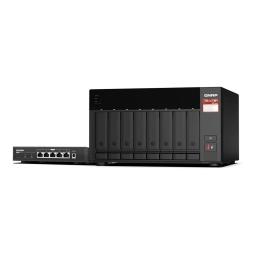 Servidor nas qnap ts - 873a 8 bahias 8gb gigabit ethernet + switch qsw - 1105 - 5t