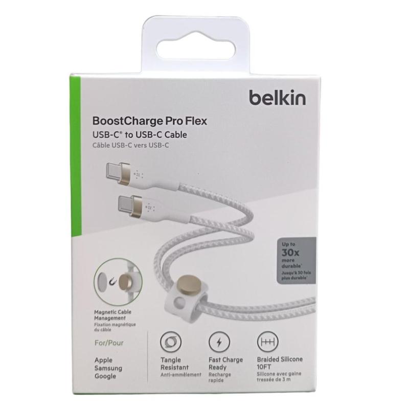 Cable usb tipo c belkin 3m - macho - macho - blanco - trenzado