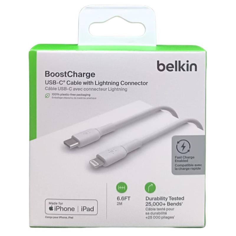 Cable lightning a usb tipo c belkin 2m - macho - macho - blanco - trenzado