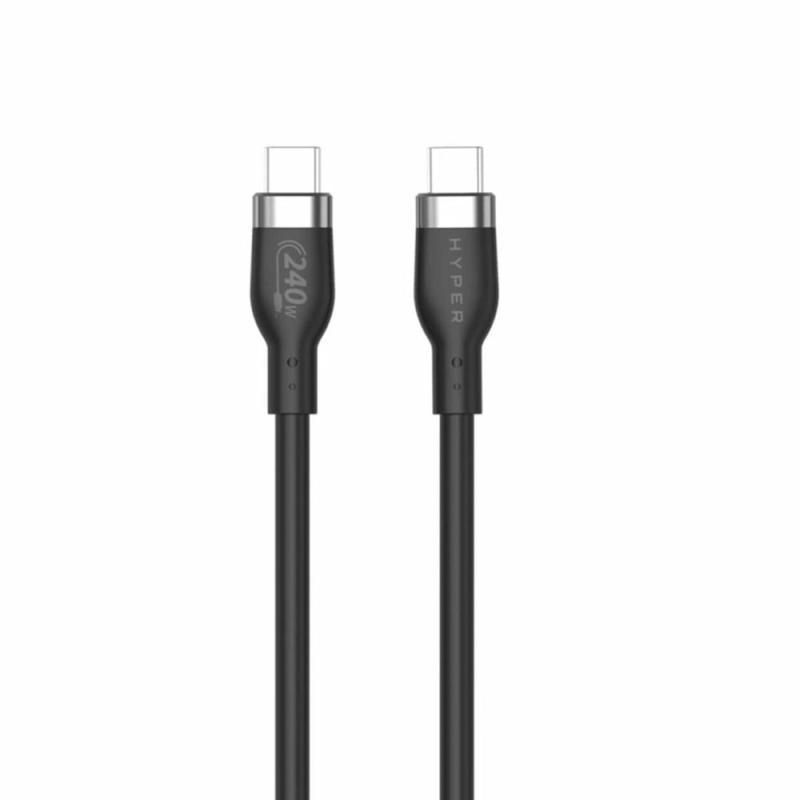 Cable usb tipo c hyper 2m - macho - macho - negro