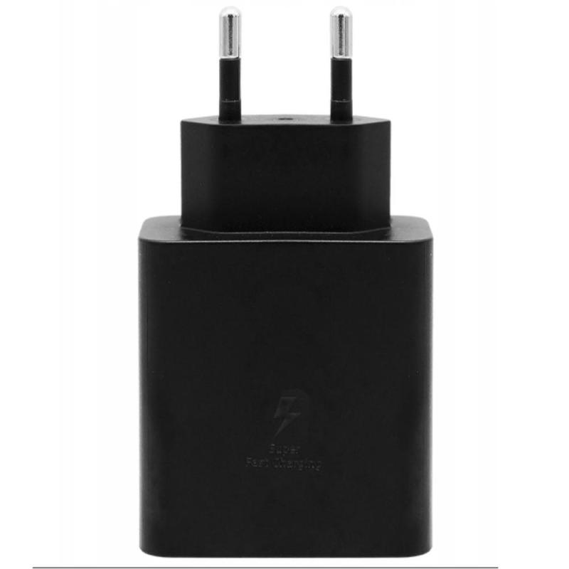 Cargador samsung 50w 2x usb tipo c negro + cable usb tipo c