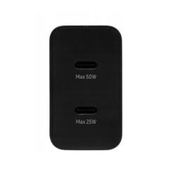 Cargador samsung 50w 2x usb tipo c negro + cable usb tipo c