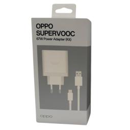 Cargador oppo supervooc 67w usb tipo a blanco + cable usb tipo c a usb tipo a