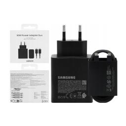 Cargador samsung 50w 2x usb tipo c negro + cable usb tipo c