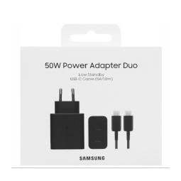 Cargador samsung 50w 2x usb tipo c negro + cable usb tipo c