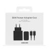 Cargador samsung 50w 2x usb tipo c negro + cable usb tipo c