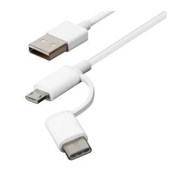 Cable micro usb - usb tipo c a usb tipo a xiaomi 1m - macho - macho - blanco