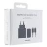 Cargador samsung 50w 2x usb tipo c negro + cable usb tipo c