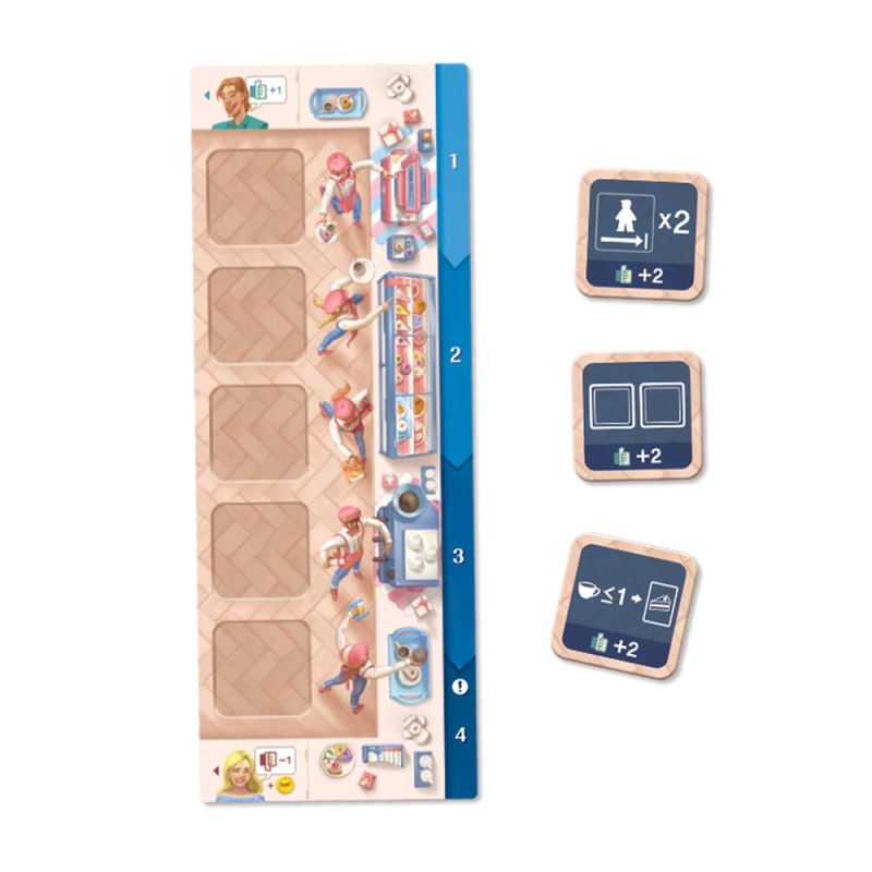 Juego de mesa coffee rush: tartas deliciosas