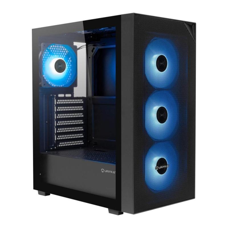 Caja ordenador gaming unykach revelat mesh compact edition atx argb cristal templado negra