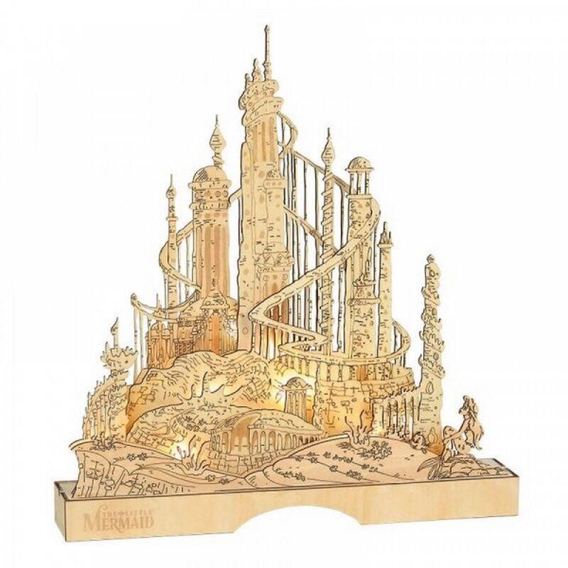 Figura replica enesco disney la sirenita castillo iluminado rey triton - Imagen 1