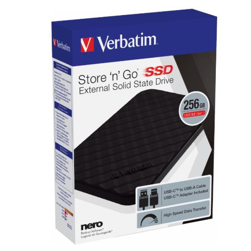 Disco duro externo ssd verbatin store n go 512gb 2.5 pulgadas usb 3.2 negro