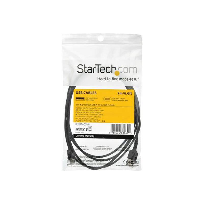 Cable usb tipo c a usb tipo a startech 2m - macho - macho - negro