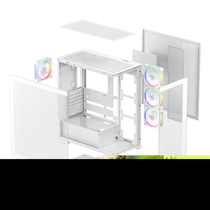 Caja ordenador gaming atx deepcool cg580v2 cristal templado blanca