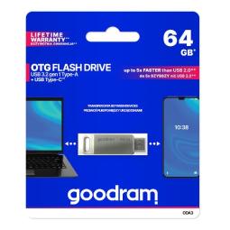Memoria usb 3.2 - usb tipo c goodram 64b oda3 plata