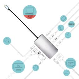 Nano dock i - tec usb - c metal hdmi - vga with lan + cargador 112w