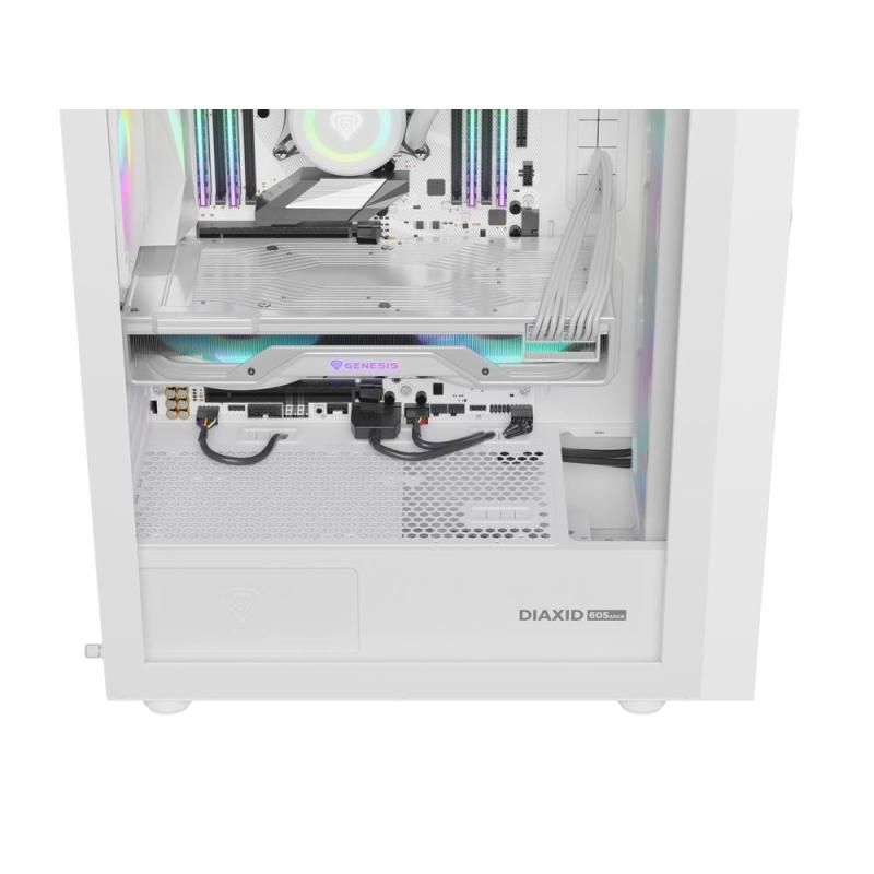 Caja ordenador gaming genesis diaxid 605 argb atx cristal templado blanca