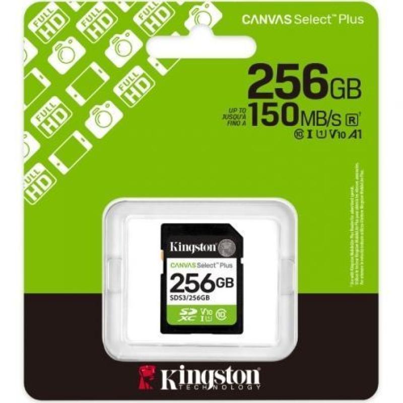 Tarjeta memoria sdxc 256gb kingston canvas select plus uhs - i clase 10