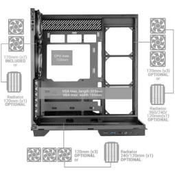 Caja ordenador mars gaming mc3gf atx argb cristal templado negra