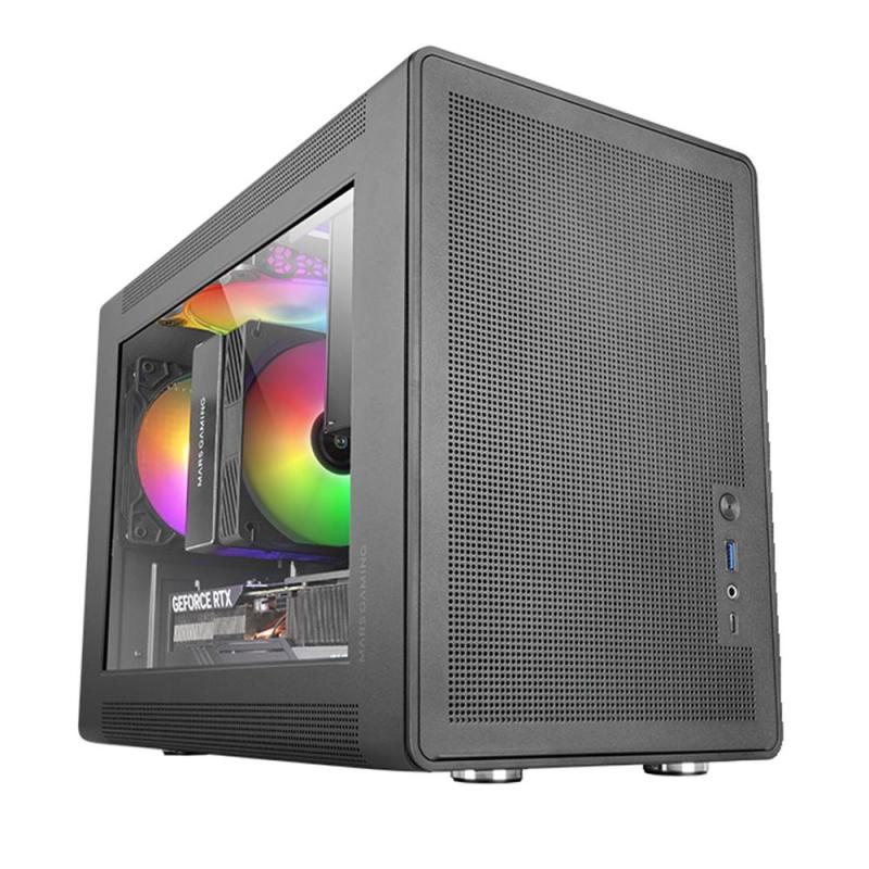 Caja ordenador mars gaming mcxps matx cristal templado negro