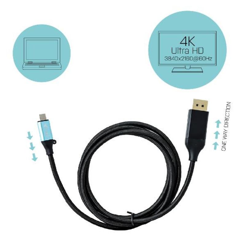 Cable adaptador i - tec usb - c a displayport - 4k - 60hz 1.5m compatible con thunderbolt 3