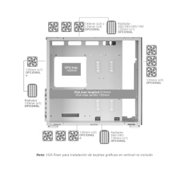 Caja ordenador mars gaming mcnova2 e - atx argb cristal templado blanco