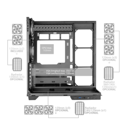 Caja ordenador mars gaming mc3gfpro atx argb cristal templado negra