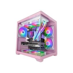 Caja ordenador mars gaming mc - view2p matx cristal templado rosa