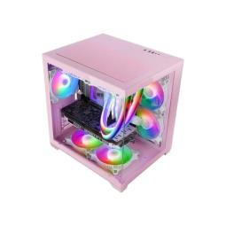 Caja ordenador mars gaming mc - view2p matx cristal templado rosa