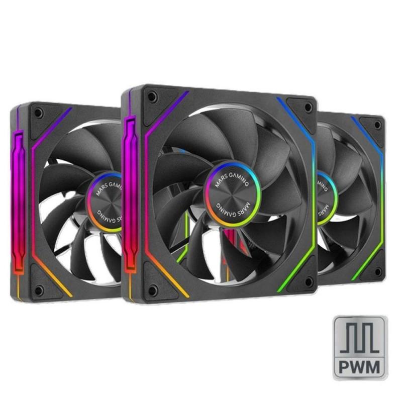 Ventilador mars gaming mf - linkfinity argb 3x 120mm negro