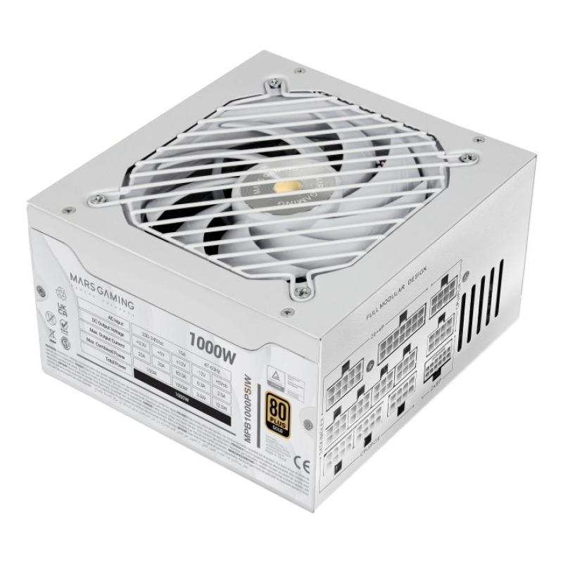 Fuente alimentacion modular mars gaming atx 1000w blanca