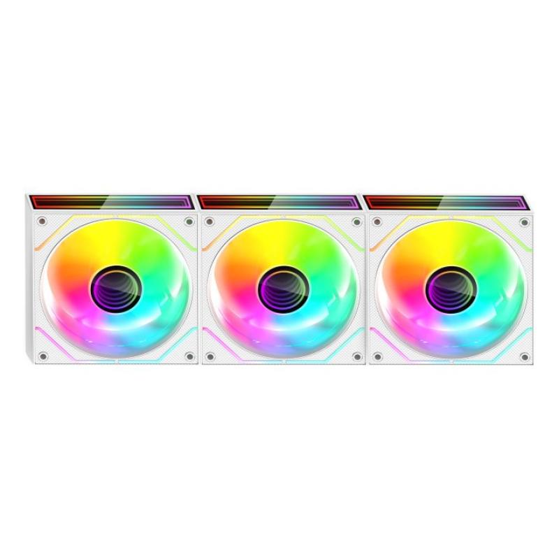 Ventilador caja mars gaming mf3dprokit argb 3x 120mm blanco + hub rf remote