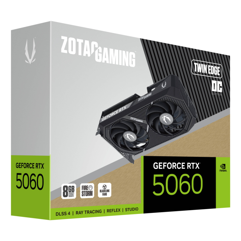 Tarjeta grafica zotac rtx 5060 twin edge oc 8gb - 3x dp - 1x hdmi pci express 5.0