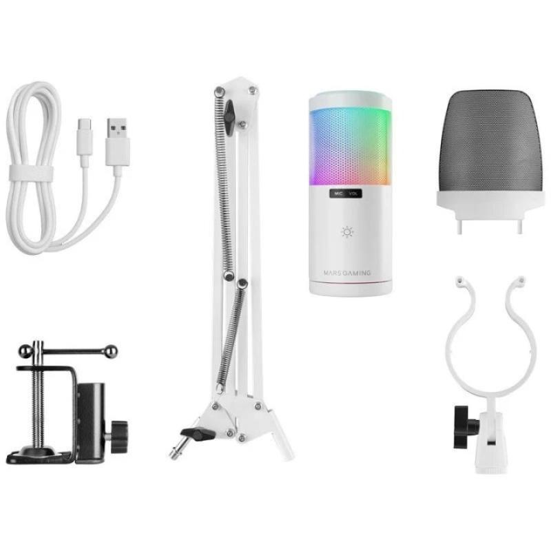 Micrfono mars gaming mmicscw argb blanco