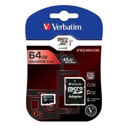 Tarjeta memoria micro sd verbatim 64gb c10 + adaptador