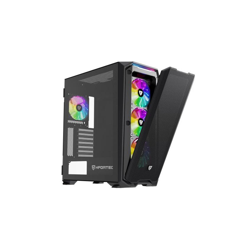 Caja ordenador gaming nfortec krater x e - atx argb cristal templado negra