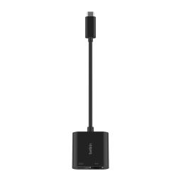 Adaptador usb tipo c a usb tipo c - rj45 belkin macho - hembra - negro