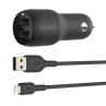 Cargador de coche belkin ccd001bt1mbk 24w 2x usb tipo a + cable lightning a usb tipo a