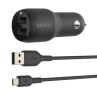 Cargador de coche belkin ccb001btbk 24w 2x usb tipo a + cable usb tipo c a usb tipo a