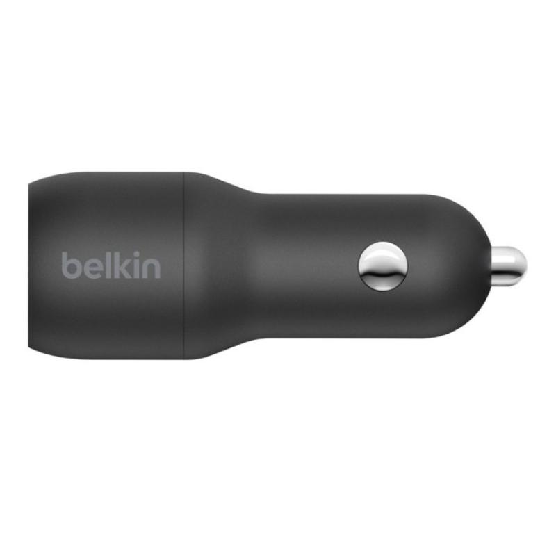 Cargador de coche belkin ccd001bt1mbk 24w 2x usb tipo a + cable lightning a usb tipo a