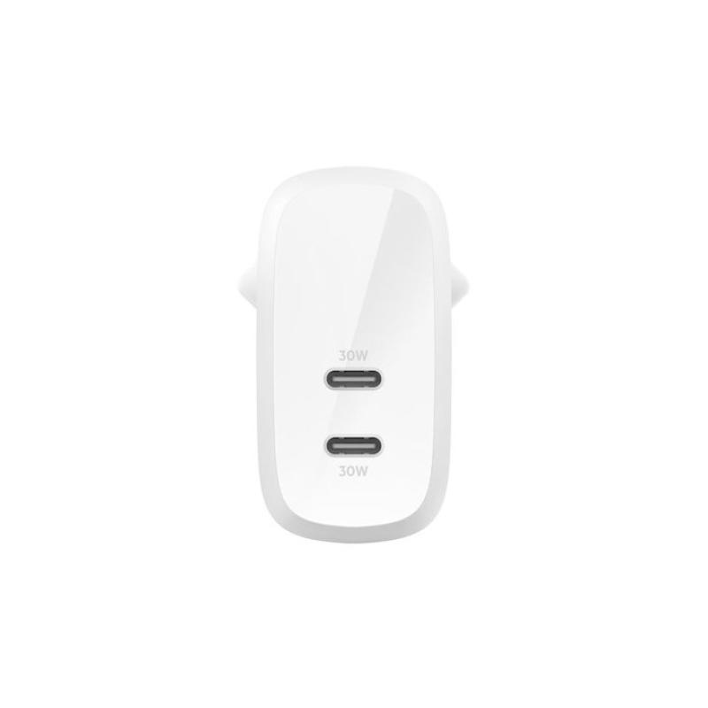 Cargador de pared belkin wcb010vfwh 30w 2x usb tipo c blanco