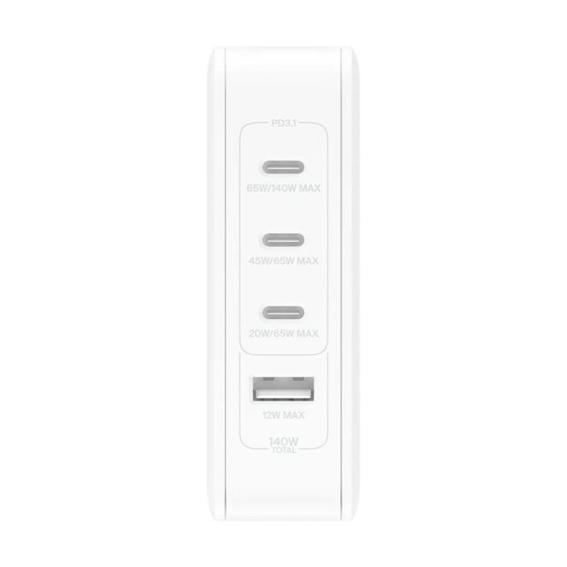 Cargador de pared belkin wch014btwh 140w 3x usb tipo c 1x usb tipo a