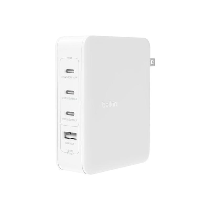 Cargador de pared belkin wch014btwh 140w 3x usb tipo c 1x usb tipo a