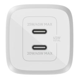 Cargador de pared belkin wch011vfwh 45w 2x usb tipo c blanco