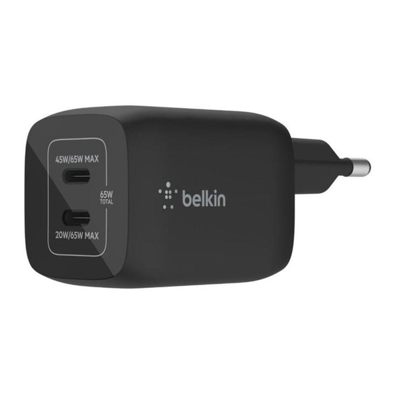 Cargador de pared belkin wch013vfbk 65w 2x usb tipo c negro