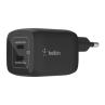 Cargador de pared belkin wch013vfbk 65w 2x usb tipo c negro