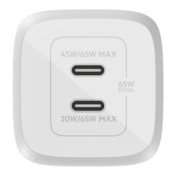 Cargador de pared belkin wch013vfwh 65w 2x usb tipo c blanco