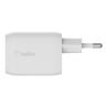 Cargador de pared belkin wch013vfwh 65w 2x usb tipo c blanco