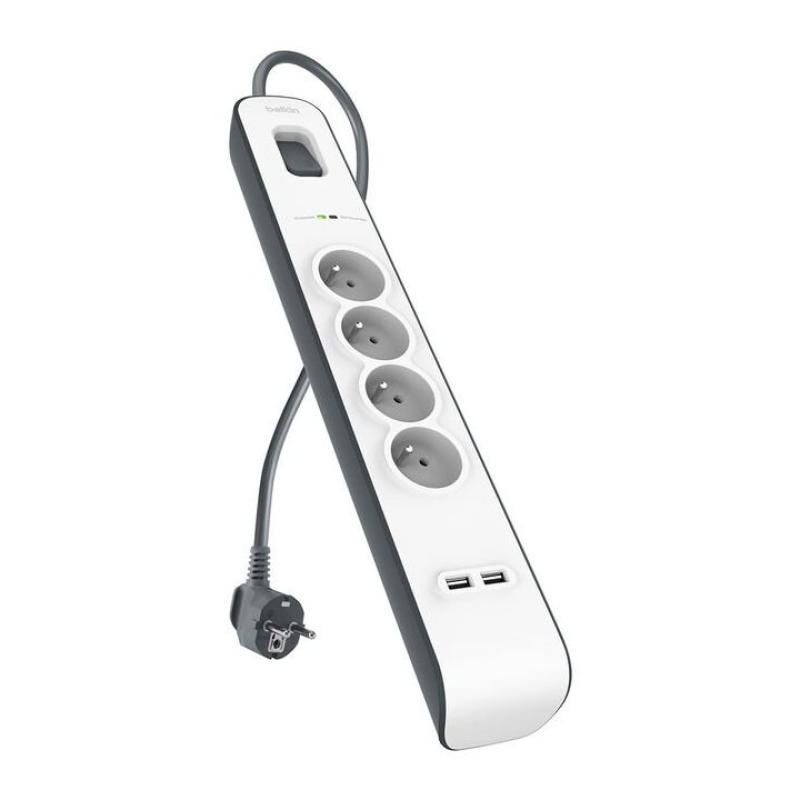 Regleta alimentacion belkin bsv401vf2m de proteccion contra sobretensiones 4 tomas + 2 puertos usb
