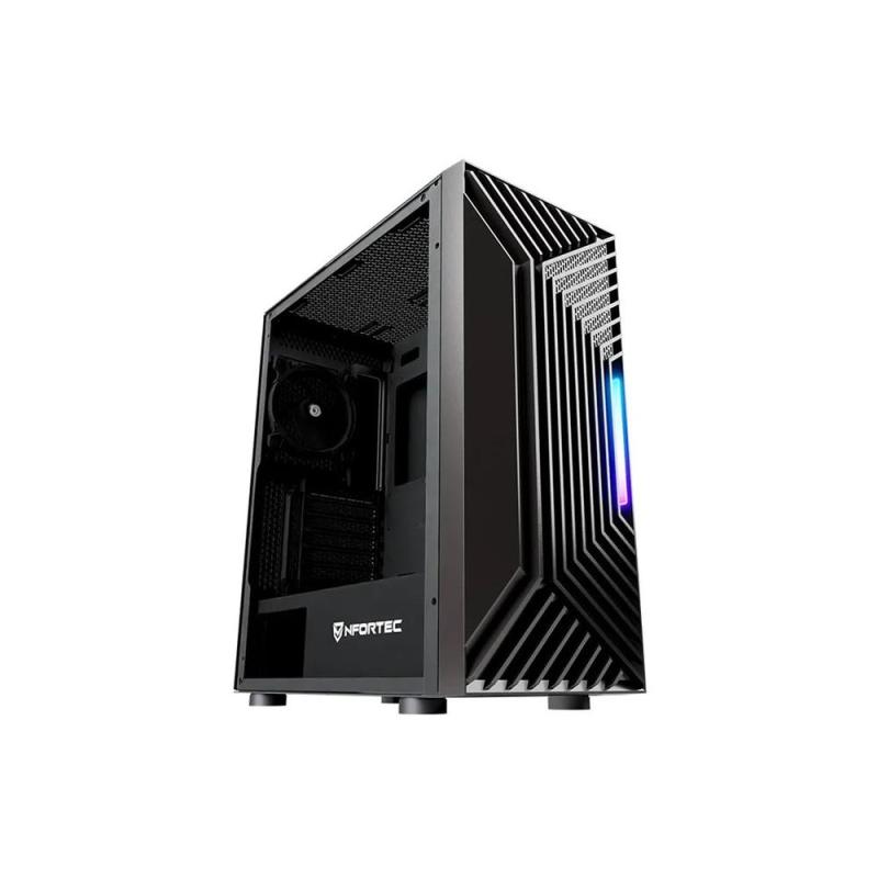 Caja ordenador gaming nfortec nervia atx argb cristal templado negra